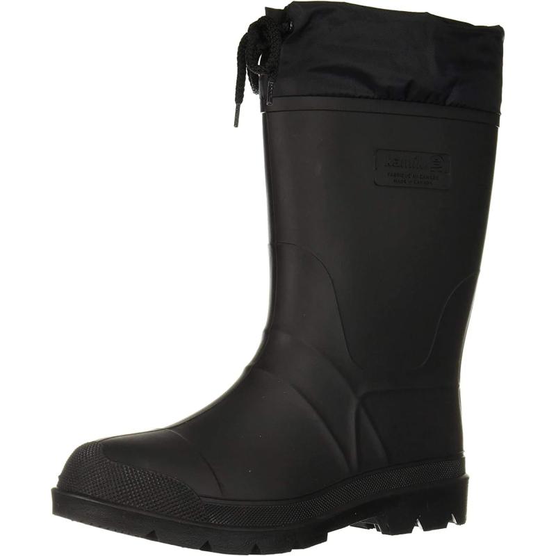 Kamik Mens Forester Insulated Rubber Bootsblackblack Sole Kamik Deals